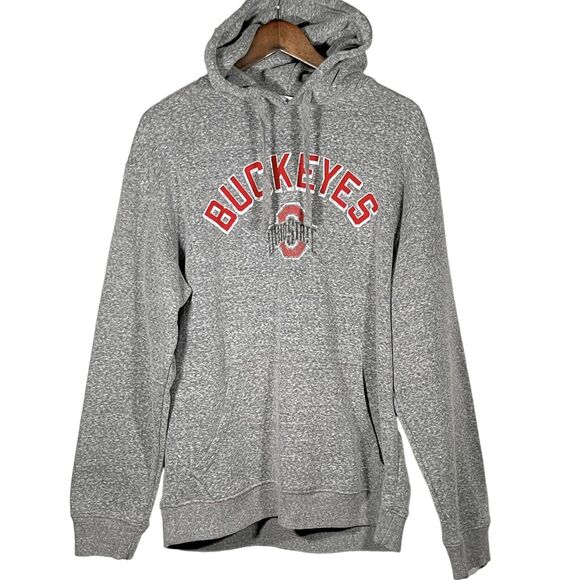Ohio State Buckeyes Sweater Men Size L Champion Gray Hooded‎ Kangaroo Pocket - Picture 1 of 12